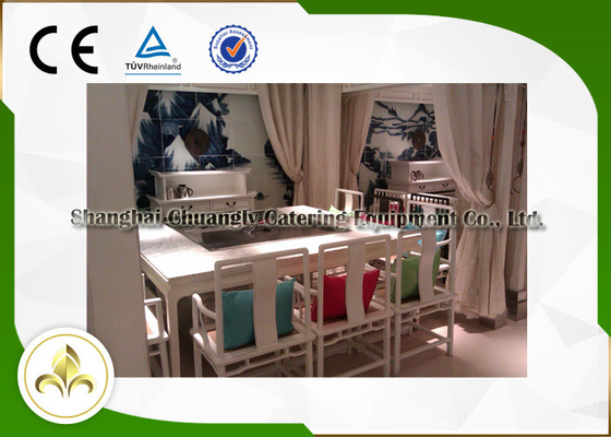 Beli Meja Panggangan Teppanyaki Outdoor / Indoor Delapan Kursi Dibangun Di Pemurni Asap Elektrostatik online manufacture