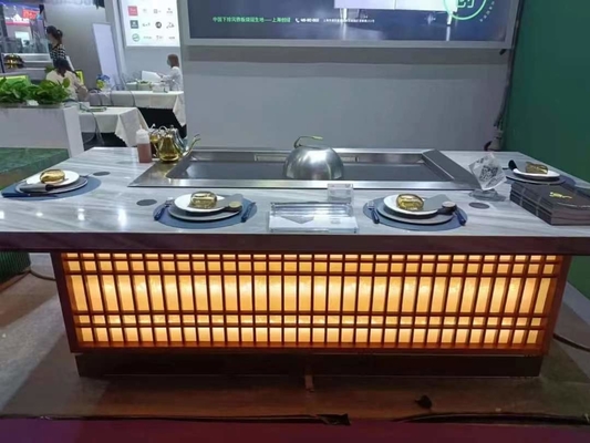 Beli Meja Panggangan Teppanyaki Baja Paduan Komersial Dengan Pemurni Asap Elektrostatik online manufacture