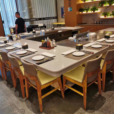 Beli Desain Customized Indoor persegi panjang Teppanyaki Grill Table 240V online manufacture