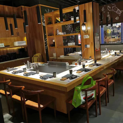 Beli Elektronik persegi panjang Teppanyaki Grill Meja 7 - 10 Kursi online manufacture