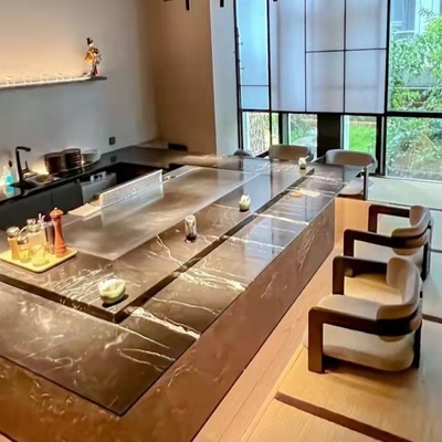 Beli Meja Panggangan Teppanyaki Oval Persegi Panjang Warna Ringan 6-12 Kursi Meja Hibachi online manufacture