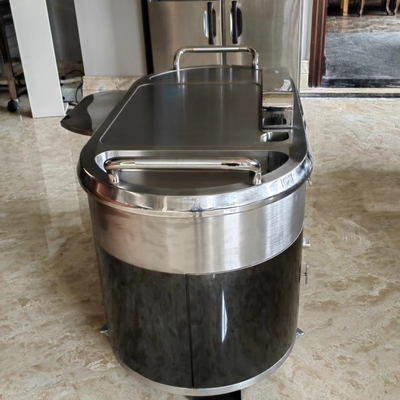 Beli TO14 Baja tahan karat Mobile Teppanyaki Grill Meja Gas Down Eksos Upgrade online manufacture