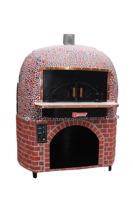 Round Lava Rock Wood Fire Italy Pizza Oven dengan Ubin Keramik Hitam atau Merah