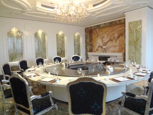Meja Panggangan Hibachi Stainless Steel Bentuk Lingkaran Back-to-Back dengan Kompor Ganda