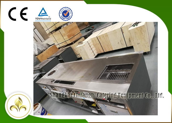 Meja Panggangan Teppanyaki Persegi Panjang, 2,2 Meter Induksi Soup Stovetop Barbecue Grill