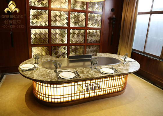 Peralatan Katering Teppanyaki Panggangan Stainless Steel Bentuk Oval Bentuk Oval