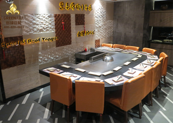 Bentuk Lengkungan Elektromagnetik Teppanyaki Grill Fume Purifier Meja Hibachi