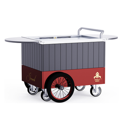 Red Mobile Teppanyaki Grill 16 inci roda kustomisasi Pergerakan bebas Bahan kelas makanan Hibachi Grill Table
