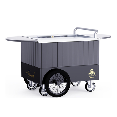 hitam Mobile Teppanyaki Grill tahan lama selama lebih dari 20 tahun papan kelas makanan Hibachi Grill Table