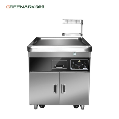 Dapur Komersial Meja Pemanggang Teppanyaki Seluler Multifungsi dengan Tungku Ganda