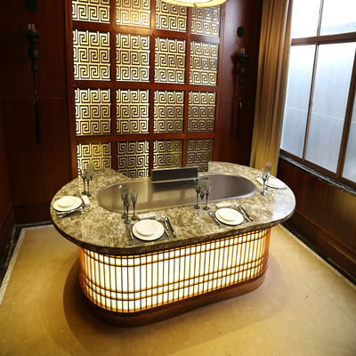 Meja Grill Teppanyaki komersial 2200x860x800mm dengan 8000W Power