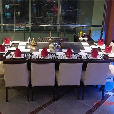 Panggangan Teppanyaki Kompor Persegi Panjang Jepang Hibachi Table Dengan Sistem Ventilasi