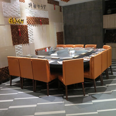 Komersial dapur melengkung Electric Teppanyaki Meja Hibachi Grill