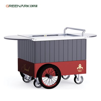 Panggangan Teppanyaki Bergerak dengan Pelat Baja Paduan Food-Grade Memanas hingga 250℃ dalam 8 Menit Dilengkapi Meja yang Dapat Diperpanjang & Roda 16''