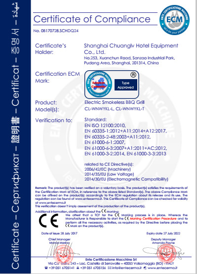 CINA Shanghai Chuanglv Catering Equipment Co., Ltd Sertifikasi